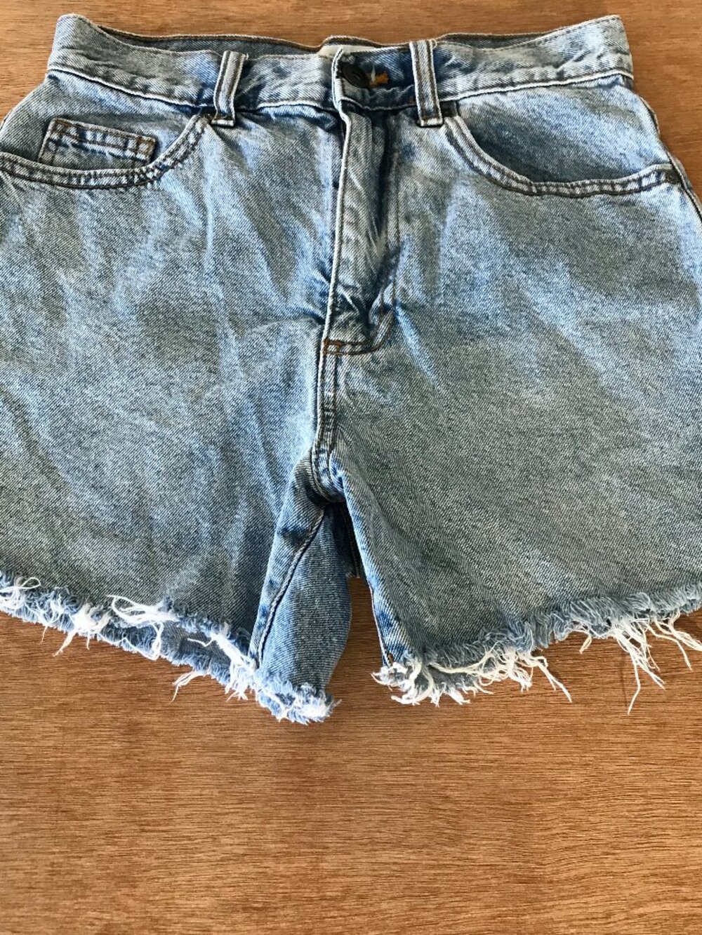Cotton On Cut Off Denim Shorts Women 2 Blue High Rise Raw Hem High Waisted 19559